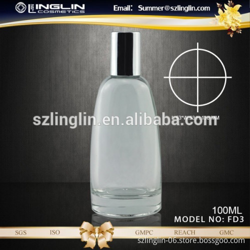 100ml elliptic type perfume bottle with silver cup